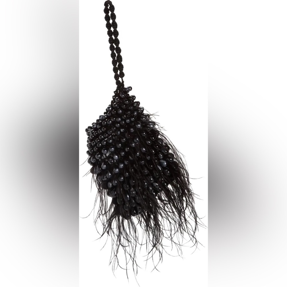 Dory Ostrich Feather Beaded Wristlet - Picture 4 of 15